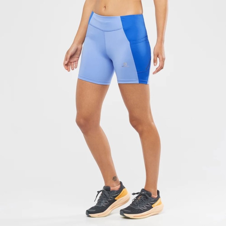 Calça Legging Salomon Cross Run 5\'\' Curta Feminino Azuis | PT X62194